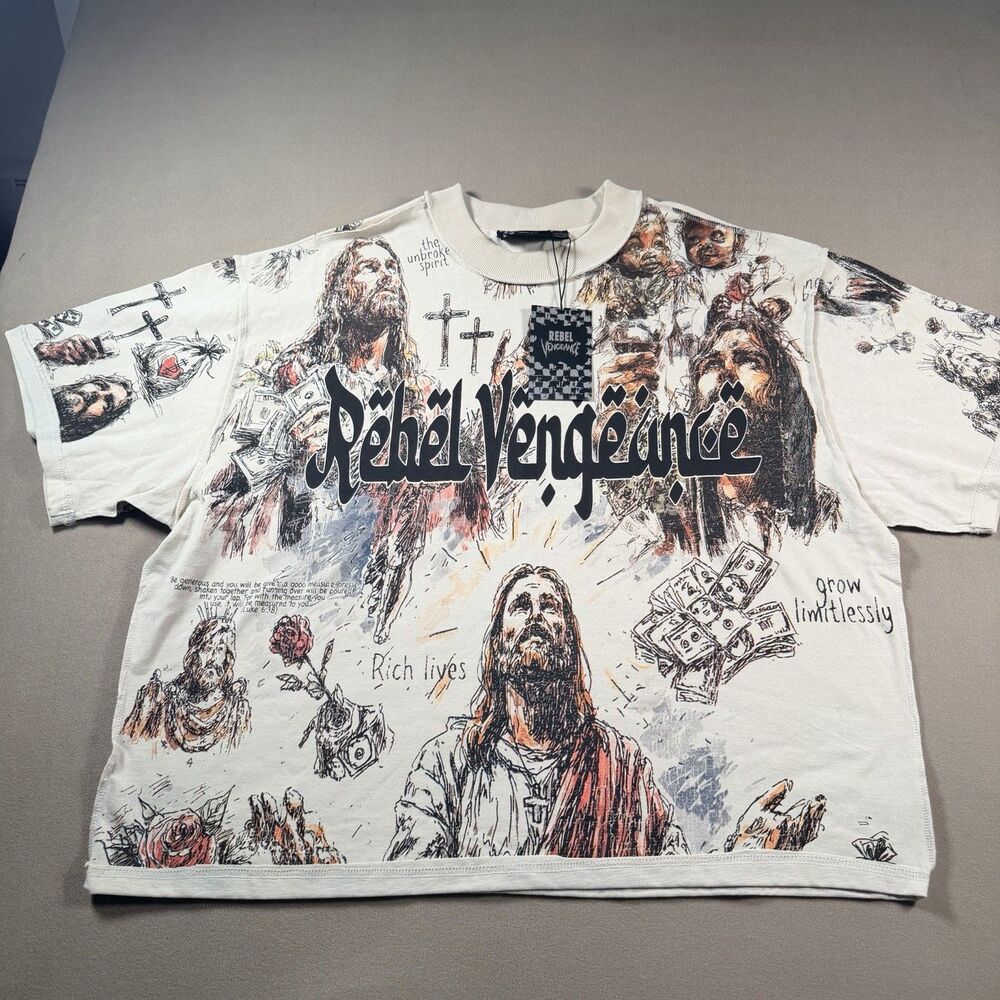 REBEL VENGEANCE | NWT Unbroken Religious Jesus Graphic T • Sz LARGE